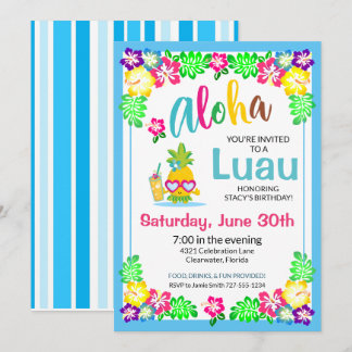 Aloha Tropical Luau Party Invitation