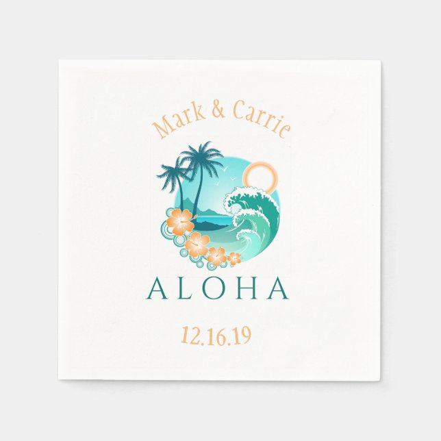 Aloha Tropical Personalised Napkin (Front)