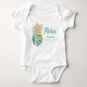 Aloha Tropical Pineapple Family Vacation Custom Baby Bodysuit
