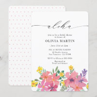 Aloha Tropical Pink Flowers Bridal Shower