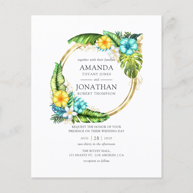 Aloha Tropical Summer Beach Wedding Invitation  Flyer (Front)