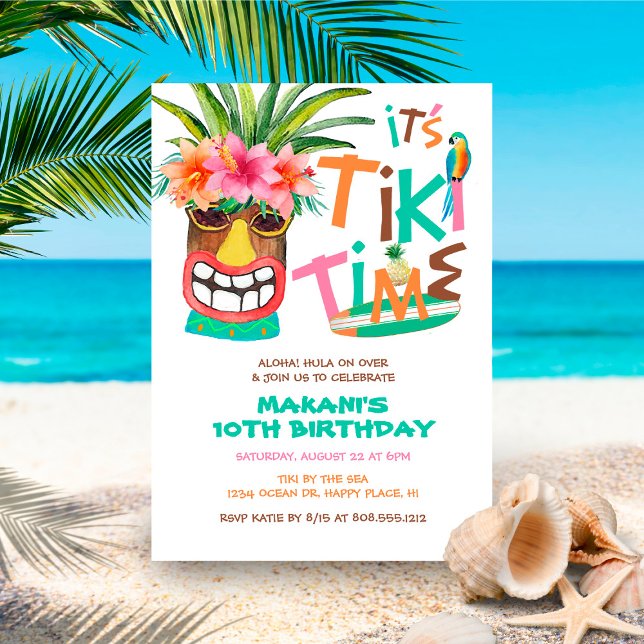 Aloha Tropical Tiki Luau Birthday Invitation (Creator Uploaded)
