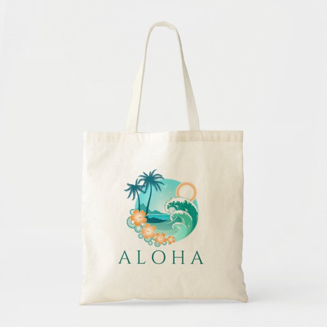 Aloha Tropical Tote Bag (Front)