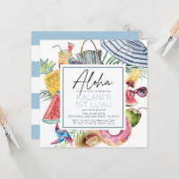 Aloha Tropical Umbrella Blue Boy 1st Birthday