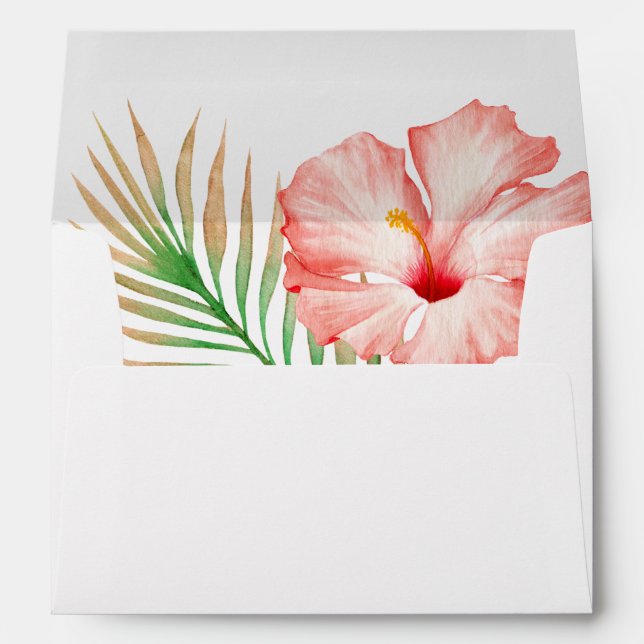 Aloha Tropical Watercolor Floral Envelope (Back (Bottom))