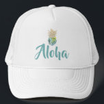 Aloha Tropical Watercolor Pineapple Trucker Hat<br><div class="desc">Aloha Tropical Watercolor Pineapple Trucker Hat</div>