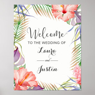 Aloha Tropical Wedding Welcome Poster
