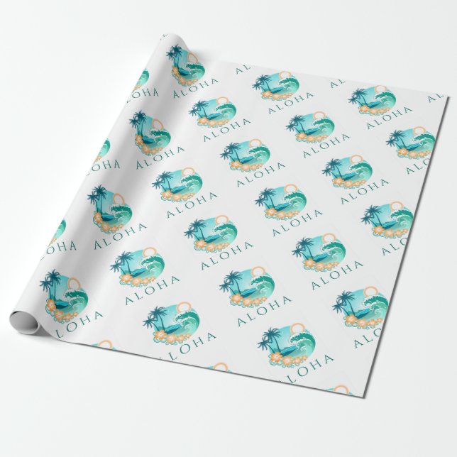 Aloha Tropical Wrapping Paper (Unrolled)
