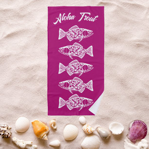 Aloha Trout-Blue Hawaiian Pink Beach Towel