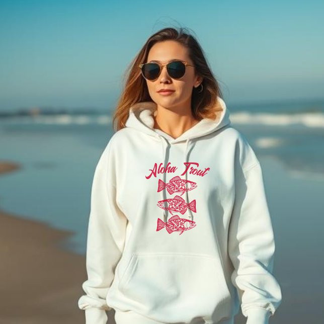 Aloha Trout Hawaiian Cherry Red Hoodie (Aloha Trout Hawaiian Cherry Red-Fisherman Style Trendy)