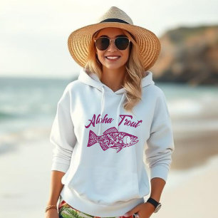 Aloha Trout Hawaiian Fisherman Core Wine Colour Hoodie