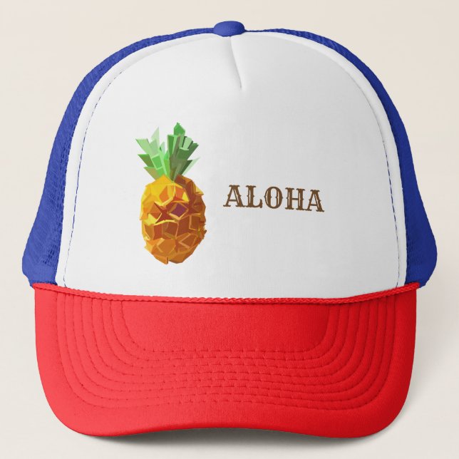 Aloha Trucker Hat, Origami Pineapples Art Trucker Hat (Front)