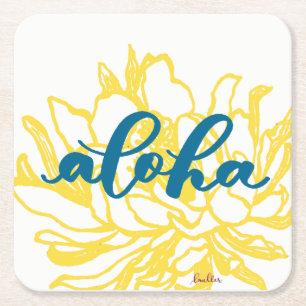 Aloha Turquoise Cereus Flowers Coasters