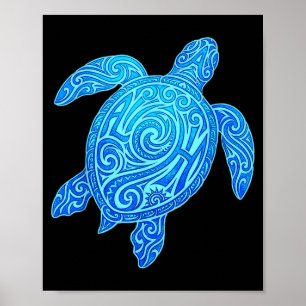 Aloha Turtle Hawaii Tribal Hawaiian Maori Sun Sea Poster