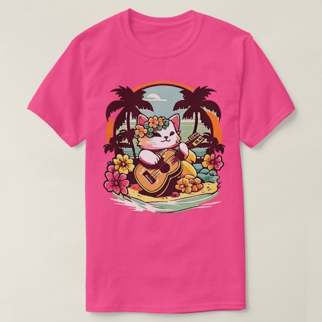 Aloha Ukulele Kitty T-Shirt (Design Front)