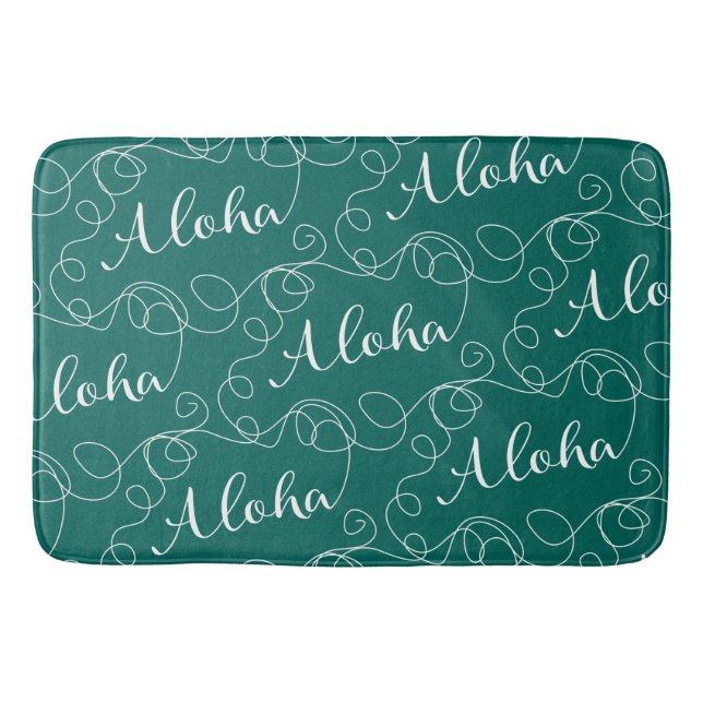 ALOHA white seamless pattern with LINES Bath Mat (Front)