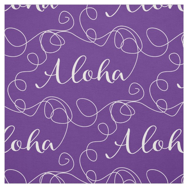 ALOHA white seamless pattern with LINES Fabric (Swatch)
