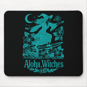 Aloha Witches Surfing Witch Hawaii Halloween Tropi Mouse Pad