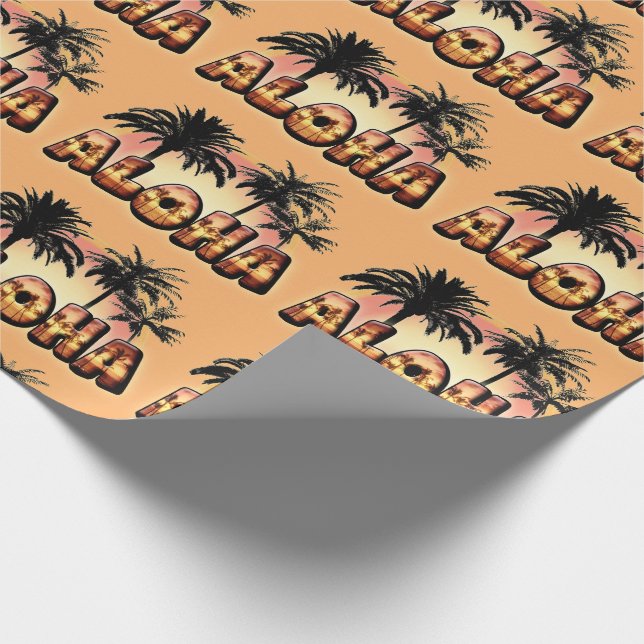 Aloha with Palm Trees Wrapping Paper (Corner)