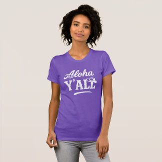 Aloha Y'all Hawaii Texas Funny Purple Graphic T-Shirt