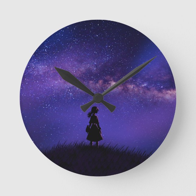 Alone and Starry Night  Round Clock (Front)