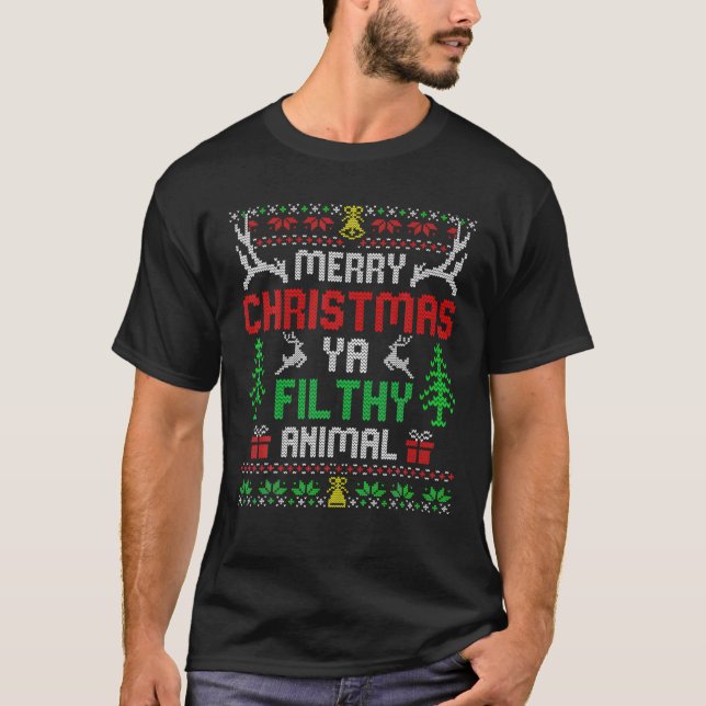 Alone At Home Movies Merry Christmas You Filty Ani T-Shirt (Front)