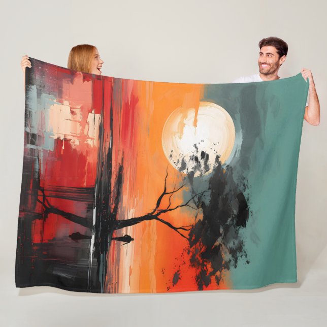 Alone by the Lake – Solitude at Sunset Fleece Blanket (In Situ)