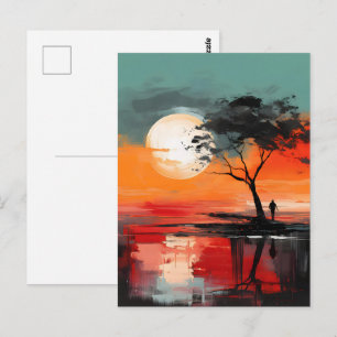 Alone by the Lake – Solitude at Sunset Postcard