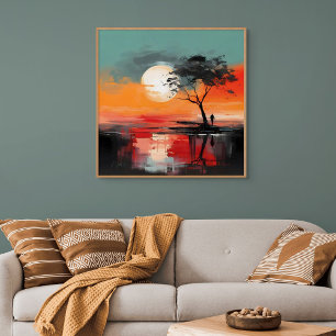 Alone by the Lake – Solitude at Sunset Poster