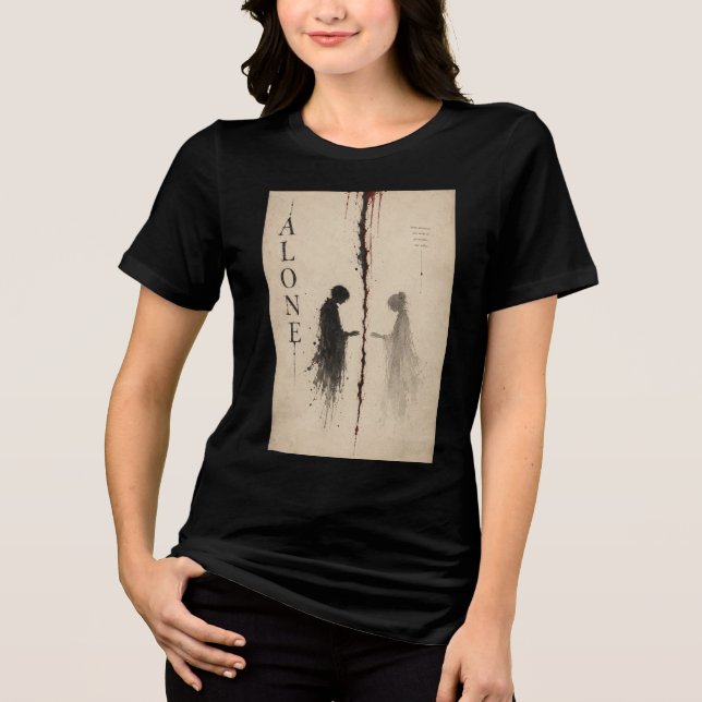 Alone Dark Aesthetic Silhouette Graphic Tri-Blend Shirt (Front)