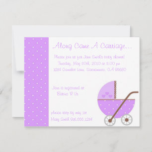 Along Came A Carriage Purple Baby Shower Invitatio Invitation