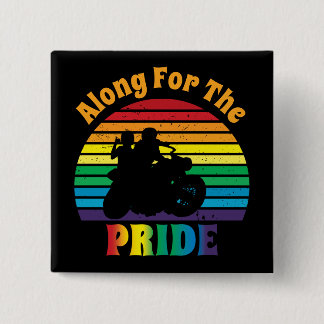 Along for the Pride 70's Motorcycle Rainbow Sunset 15 Cm Square Badge
