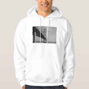 Along Mackinac Bridge Grayscale Hoodie