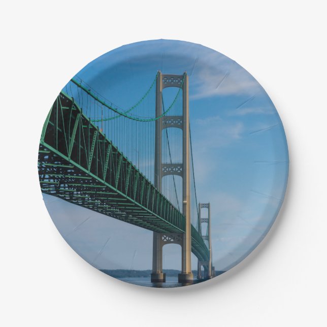 Along Mackinac Bridge Paper Plate (Front)