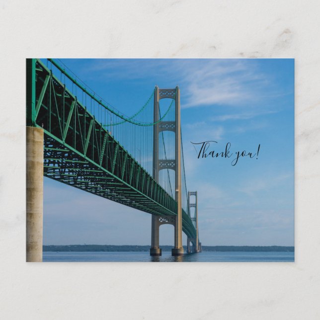 Along Mackinac Bridge Thank You Postcard (Front)