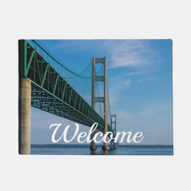 Along Mackinac Bridge Welcome Doormat (Front)