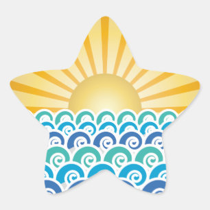 Along the Waves Blue Star Sticker