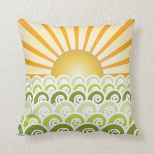 Along the Waves Green Pillow