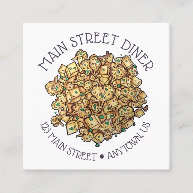 Aloo Gobi Indian Food Restaurant Cuisine Square Business Card (Front)