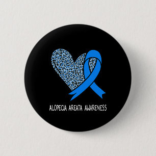 Alopecia Areata Awareness Blue Ribbon  6 Cm Round Badge