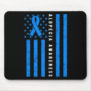 Alopecia Areata Awareness I Wear Blue Ribbon Suppo Mouse Pad