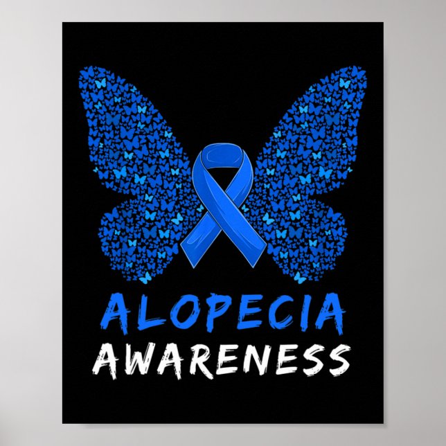 Alopecia Areata Awareness Month Blue Ribbon  Poster (Front)
