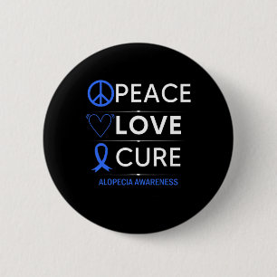 Alopecia Areata Awareness Peace Love Cure Hair Los 6 Cm Round Badge