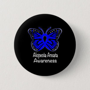 Alopecia Areata Awareness Warrior Support Blue Rib 6 Cm Round Badge