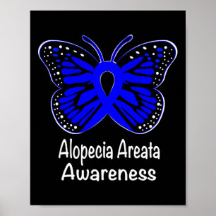 Alopecia Areata Awareness Warrior Support Blue Rib Poster