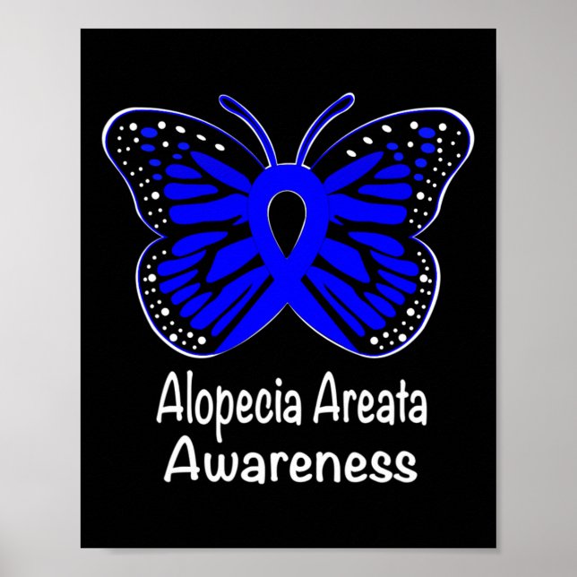 Alopecia Areata Awareness Warrior Support Blue Rib Poster (Front)