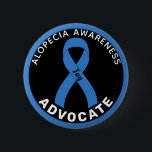 Alopecia Awareness Advocate Ribbon Black Button<br><div class="desc">Alopecia Awareness Advocate Ribbon Black Button for awareness and support for people fighting alopecia.</div>