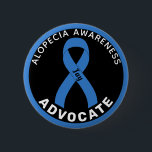 Alopecia Awareness Advocate Ribbon Black Button<br><div class="desc">Alopecia Awareness Advocate Ribbon Black Button for awareness and support for people fighting alopecia.</div>