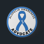 Alopecia Awareness Advocate Ribbon White Button<br><div class="desc">Alopecia Awareness Advocate Ribbon White Button for awareness and support for people fighting alopecia.</div>