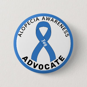 Alopecia Awareness Advocate Ribbon White Button